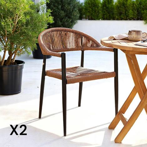 Chaise de jardin noire en résine tressée et aluminium (lot de 2) MENDOZA (1/5)