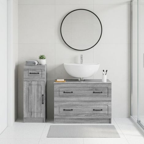 vidaXL 2 Piece Bathroom Cabinet Set UTRECHT Grey Sonoma (1/5)