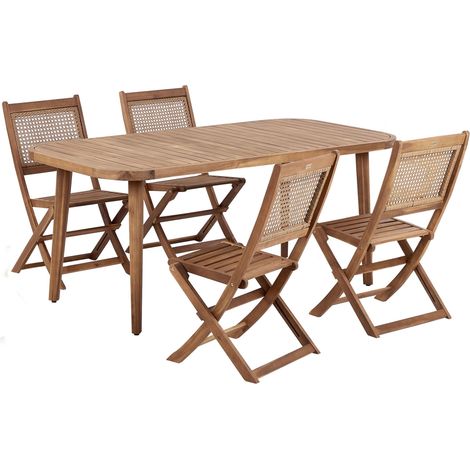 Set da pranzo da giardino a 4 posti composto da tavolo 180 x 90 cm e sedie pieghevoli Paraggi