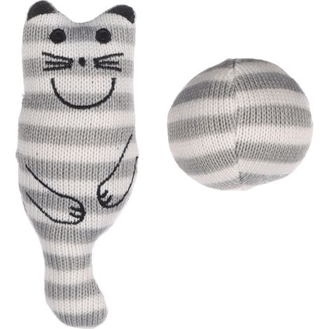 Jouet Chat Gris + balle avec Catnip 13 cm x 3 cm pour chat - Flamingo (1/3)