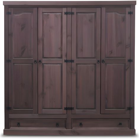 New Mexico kleiderschrank 4-trg. mit 2 Schubladen Breite 194 cm, Höhe 195 cm braun gebeitzt/Wachs. (1/5)