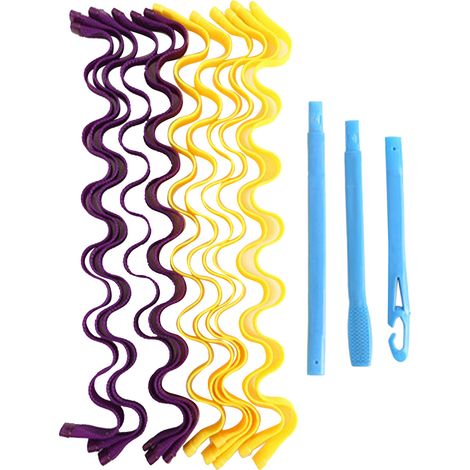 Kit de Mise en Plis Boucles Spirales DIY pour Cheveux Longs 55cm/21.7po - 12 Rouleaux Plastiques à Friser pour Femmes et Filles (1/5)