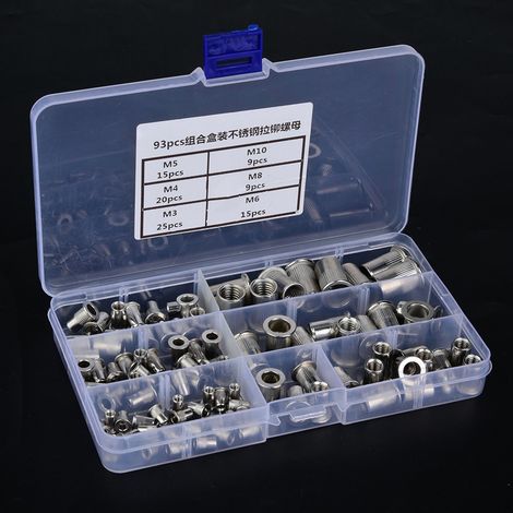 Jeu de 93 inserts filetés (M3, M4, M5, M6, M8, M10) en acier inoxydable 304 (1/5)