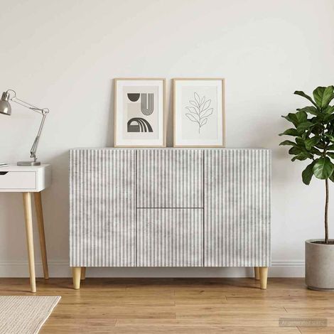 Buffet gris béton en bois d’ingénierie, 2 tiroirs et 2 portes, 89 x 34,5 x 60 cm - PANGIVO (1/5)