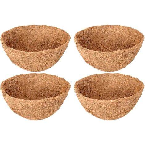 Doublures en fibre de coco pour paniers suspendus de fleurs/légumes - 4 pièces - Doublures de rechange de 35,5 cm (14 pouces) pour paniers suspendus - Fibres de coco rondes 100 % naturelles (1/5)