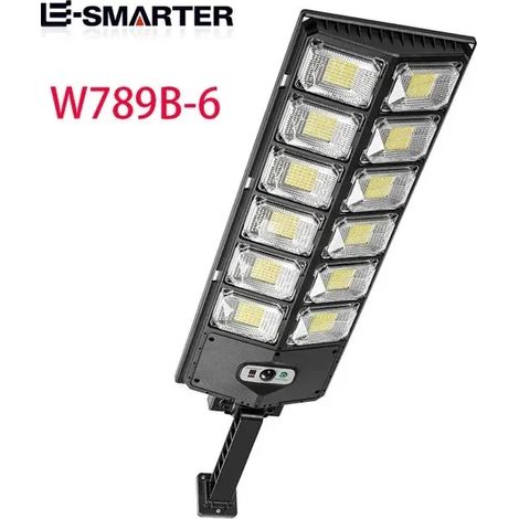 (W789B-6) Lampe solaire LED extérieure étanche 8000 lm, applique murale ultra-lumineuse avec détecteur de mouvement et télécommande pour éclairage de jardin et d'éclairage public. (1/5)