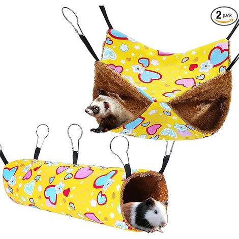 Guinea Pig Hammocks Hanging Tunnel Washable Bed Hamster Toy Rat Cage Accessory for Ferret Rats Parrot Chinchilla (1/5)