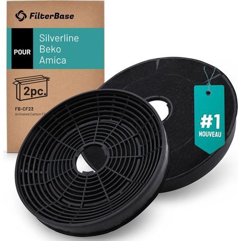 Lot de 2 Filtre à charbon actif pour Hotte aspirante Silverline, Amica, Beko, Dimensions 160x160x23mm (1/5)