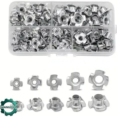 Manuzen - Écrous à griffes pour bois – acier galvanisé, lot de 60 (1/3)