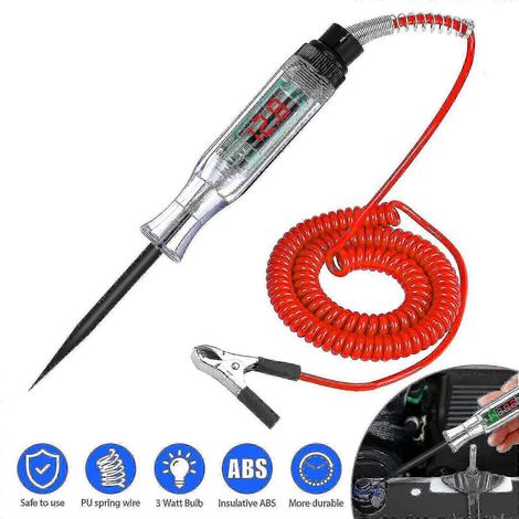 Testeur de circuit électrique numérique 3-24 V avec lampe témoin pour voiture et camion, stylo sonde de tension ()