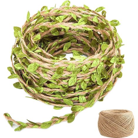 Corde à Feuilles Vertes de 10 m avec Corde à Chanvre de 2 m, Accessoires de décoration de Jardin, Articles de fête, Ruban de Feuilles, utilisé pour Le Jardinage, l'emballage Cadeau, DIY Artisanat (1/5)