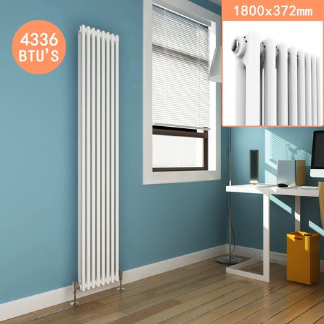 ELEGANT White Double Vertical Column Radiators 1800 x 372 mm Traditional Rads Cast Iron Style Radiator (1/5)