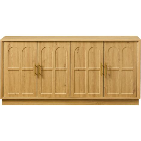Très grand buffet avec espace de rangement, vitrine moderne à façade arrondie, meuble TV de 169 cm, adapté au salon/cuisine/salle à manger/couloir, naturel, 1694080cm (1/5)