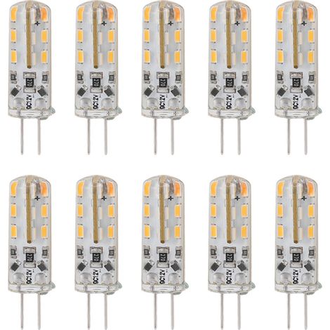 Ampoule LED G4 1.5W DC12V, blanc chaud 3000K 110LM, ampoules à deux broches pour éclairage d'armoire et de cour, 10 pièces
