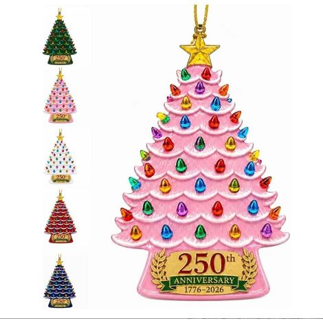 Décorations de sapin de Noël, Décorations commémoratives du 250e anniversaire - Rose - Décorations de sapin de Noël pour le 250e anniversaire