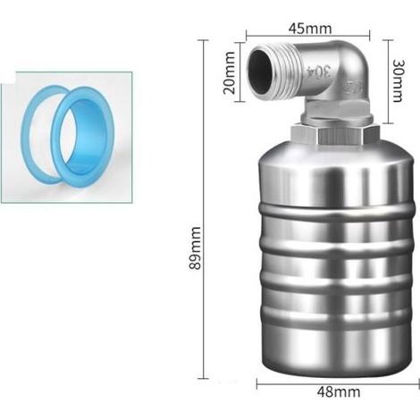 Robinet à flotteur en acier inoxydable 304 1/2", vanne de contrôle automatique du niveau d'eau, robinet à flotteur de remplissage automatique pour réservoirs (1/5)