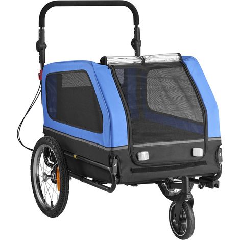 Remorque vélo pour chien, charge max 40 kg, 2-en-1 poussette et remorque, pliage facile, roue amovible, attache universelle, laisse interne. (1/5)