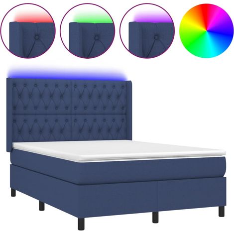 Maison Exclusive - Boxspringbett mit Matratze & LED Blau 140x190