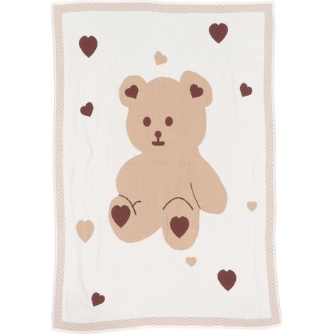 Couverture bébé en coton tricoté douce et portable - Grande taille multifonctionnelle avec design mignon (1/5)