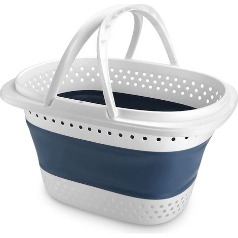Panier à linge pliable avec poignées, Simply Joy, multifonctionnel, pour l'organisation et le rangement, bleu, 42 litres, 52 x 39 x 30 cm (1/5)