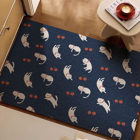 LAN Bague en soie Cherry Duoduo 4060cm Tapis d'entrée à motifs de dessins animés, tapis bouclé résistant aux taches et à l'usure, adapté à un usage domestique dans les entrées, découpable et antidérap (1/5)