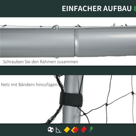 Fußballtor wetterfest, robustes Netz, stabiler Metallrahmen, einfacher Aufbau, 300 x 200 x 120 cm (1/5)
