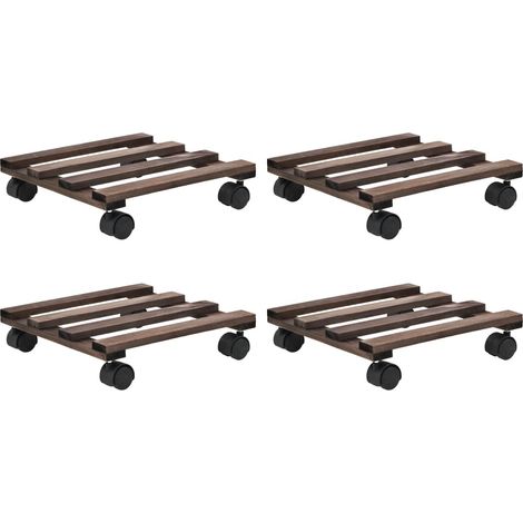 Étagère à plantes roulant Meuble Support Plante - Bois de cèdre 4 pcs 25 x 25 cm BV419883 - BonneVie (1/5)