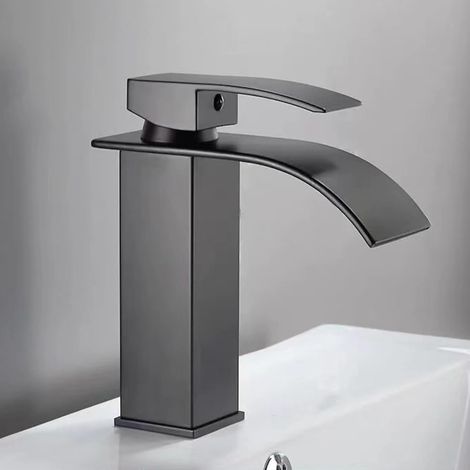 Robinet cascade pour vasque - noir - monotrou - monocommande (1/5)