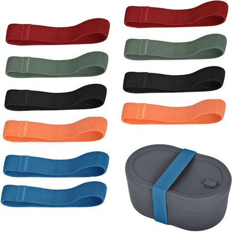 Lot de 10 élastiques pour boîte à lunch – Sangles de maintien – Pique-nique, barbecue, camping – Livres et vêtements (1/5)