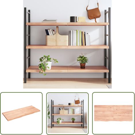 The Living Store Wandregal Hellbraun 140x60x(2-4) cm Massivholz Eiche Behandelt - Eichenholz Möbel - Wandregal - Rustikal - Holzmöbel - Regal Hellbraun (1/5)