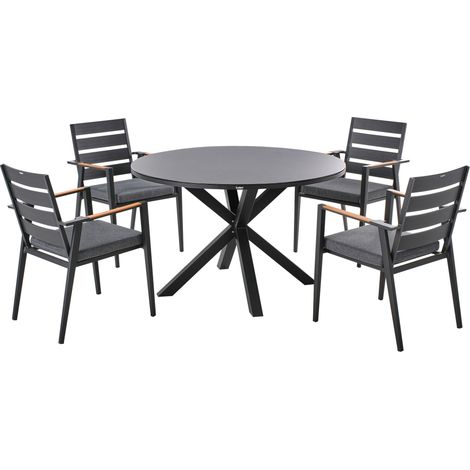 Gartenmöbel Set 4-Sitzer MALETTO/TAVIANO Schwarz Metall inkl. Kissen (1/5)