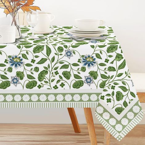 Nappe vintage à fleurs de vigne de 152,4 x 228,6 cm, nappe indienne à bords multiples, nappe de table fraîche pour pique-nique, mariage, anniversaire, goûter, décoration (1/5)