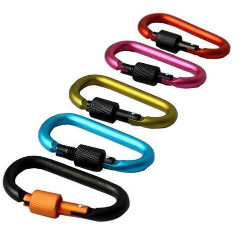 mousqueton Clip anneau en D en aluminium extérieur Camping 5pcs (1/4)
