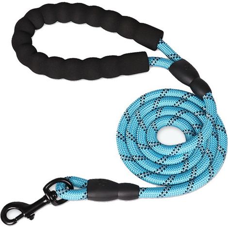 Laisse bleue pour chien de 3 mètres de long x 1,0 cm d'épaisseur avec poignée rembourrée adaptée à la promenade du chien en extérieur (1/5)