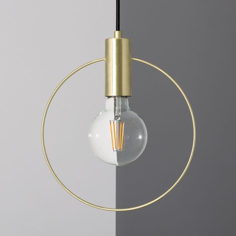 Ledkia – Suspension métal mini Otos doré – Câble de suspension réglable – Pour ampoule E27 – Design vintage pour espaces variés (1/5)