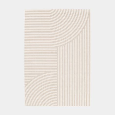 Tapis motif géométrique en matière recyclée - Graphic Line - Beige - 120 x 170 cm (1/5)