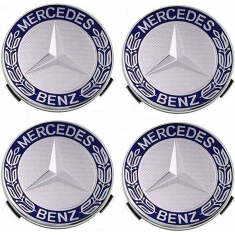 Lot de 4 cache-moyeux compatibles avec Mercedes Benz 75 mm - Bleu,TRIMEC (1/4)