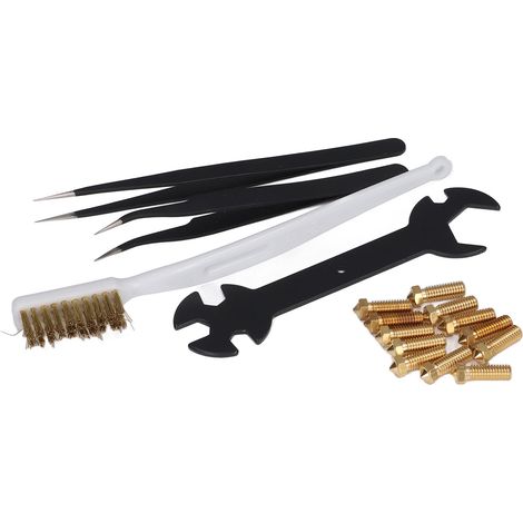 Kit de nettoyage 16 pièces pour imprimante 3D, pince à épiler, brosse, clé multifonction, pièces d'extrudeuse et accessoires (1/5)