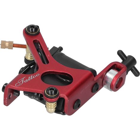 Machine à tatouer à double bobine, fonte traditionnelle en bronze, adaptée aux débutants, rouge, pour le contour et l'ombrage. (1/5)