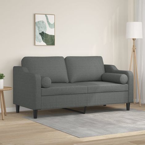Canapé-Sofa 2 places avec oreillers gris foncé 140 cm tissu 796914 (1/5)