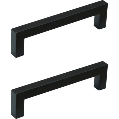 Poignées de meuble carrées 140 mm, porte noires, boutons cuisine (1/3)