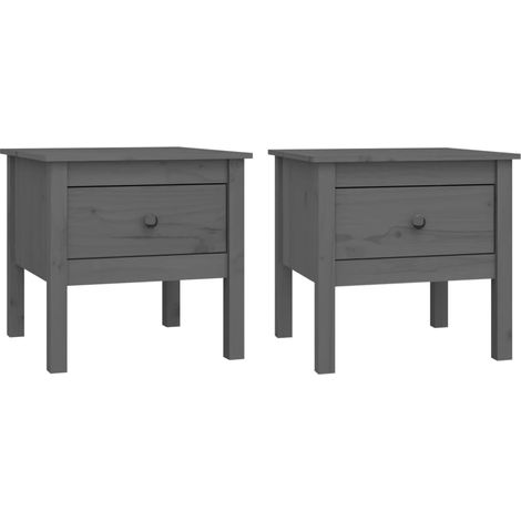 Maison Exclusive - Mesa auxiliar 2 uds madera maciza de pino gris