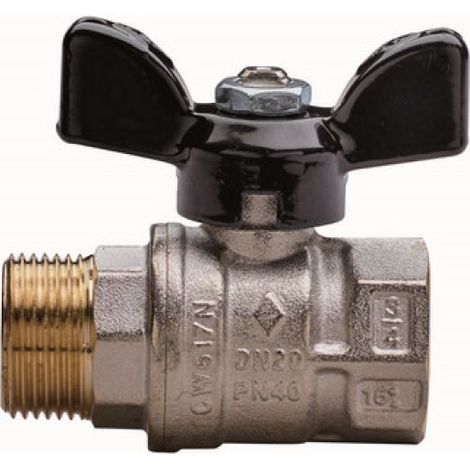 VALVOLA A SFERA A PASSAGGIO TOTALE FILETTATURA MF CON FARFALLA 3/4&quot DN 20