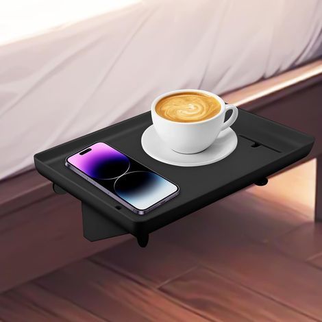 Étagère de chevet flottante, table de nuit pour lits superposés et sommiers à lattes, étagère suspendue, table d'appoint avec gestion des câbles, 32 x (1/5)