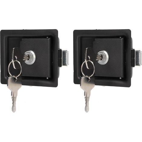 Lot de 2 loquets de poignée pour camping-car, en acier au carbone et alliage de zinc, avec serrure encastrée pour coffre à outils, remorque ou voiture. (1/5)