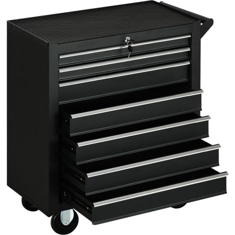 Carro portaherramientas de acero con 7 cajones, 150 kg, 69 x 33 x 75 cm, negro MODENUIT (1/4)