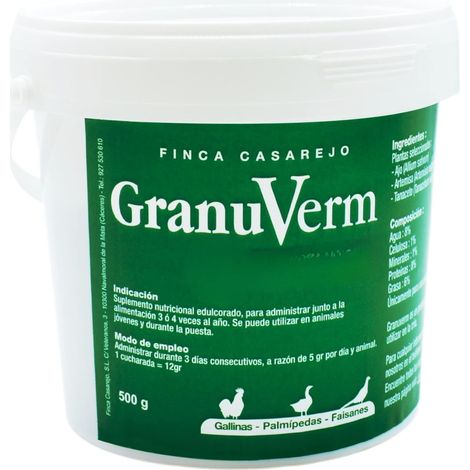 Granuverm 500g – Complemento nutricional granulado para gallinas, patos y otras aves – Apoyo digestivo