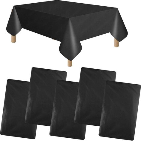 Lot de 5 nappes noires 137x274cm, imperméables et résistantes à l'huile