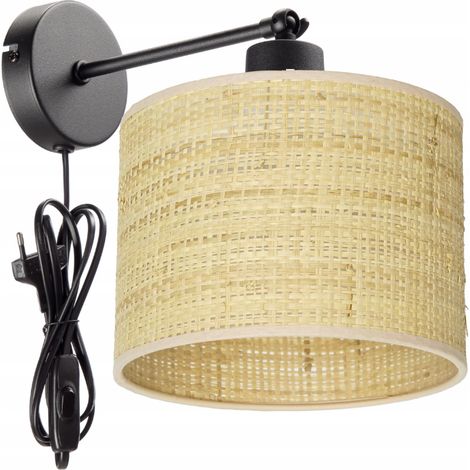 Wandleuchte mit LED-Stecker, Lampenschirm aus Rattan, polnische Rattan-Wandleuchte (1/5)