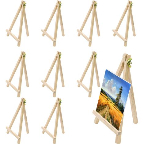 10 Pièces Petit Chevalet(19x11cm), Triangle est Pliable Mini Chevalet en Bois, Chevalets de Table Pour la Présentation de Travaux de Peinture, Photos, Cartes et Cartes de Visite (1/5)